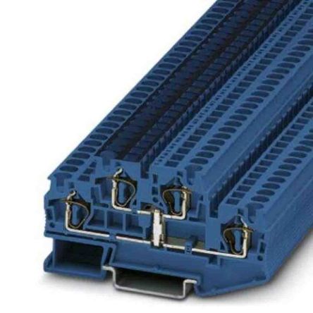 Phoenix Contact 3035593 STTB Series Double Level Terminal Block Blue, 0.08mm², 6 mm², 2-Level, Spring Cage, ATEX, IECEx