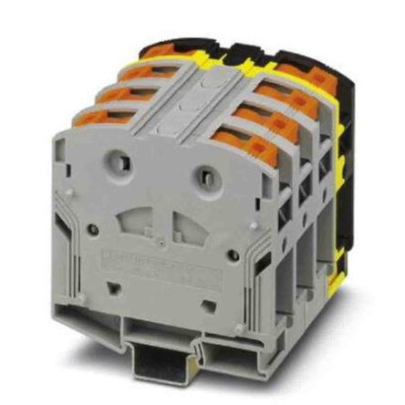 Phoenix Contact 3260115 PTPOWER 95 Series Non-Fuse DIN Rail Terminal Black, Grey, Yellow, 25mm², 95 mm², 1-Level, Screw