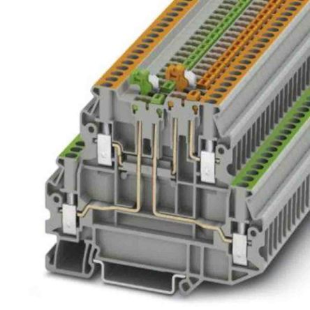 Phoenix Contact 3044679 UTT Series Knife Disconnect Terminal Block Grey, 0.14mm², 4 mm², 2-Level, Screw