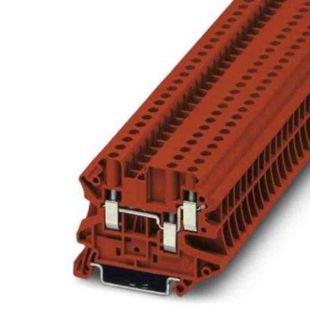 Phoenix Contact 3044365 UT 4 Series Feed Through Terminal Block Red, 0.14mm², 6 mm², 1-Level, Screw, IECEx/ATEX