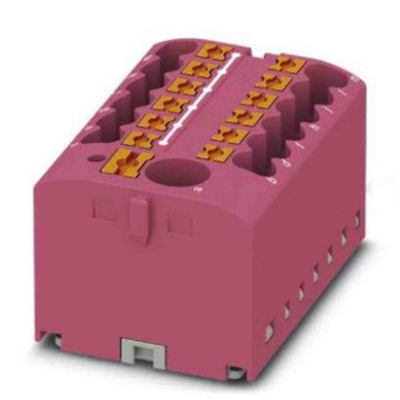 Phoenix Contact Distribution Block, 13 Way, 450V, 24A, Pink