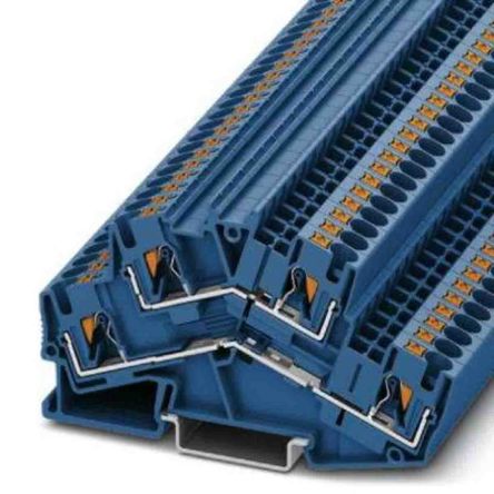 Phoenix Contact 3211838 PTTBS Series Double Level Terminal Block Blue, 0.2mm², 6 mm², 2-Level, Push-in, IECEx, ATEX