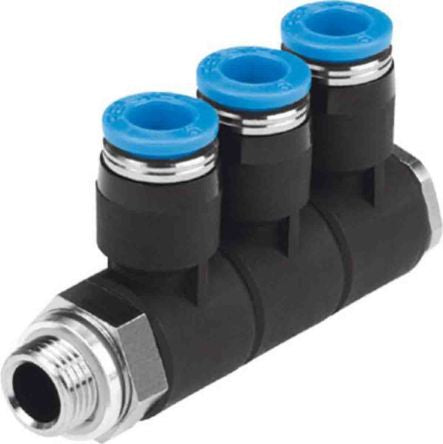 Festo QSLV6-1/8-8 Series, 153244, Tube Connector, Pneumatic Connection, Male Thread R1/8