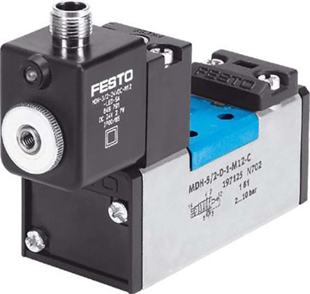 Festo Pneumatic Solenoid/Pilot-Operated Control Valve - Electric MDH-5/2-D-1-M12-C Series 197125