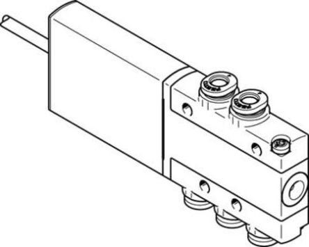 Festo Pneumatic Solenoid/Pilot-Operated Control Valve - 5/2 Monostable Electric Metric MHE2-MS1H-5/2-QS-4-K Series 24V