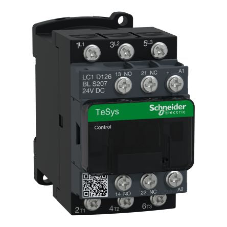 Schneider Electric TeSyS D Contactor, 24V dc Coil, 3-Pole, 12 A, 7.5 kW 24V dc, 3 NO, 690V