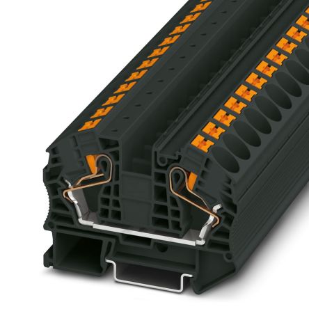Phoenix Contact 3212145 PT 16 N BK Series Feed Through Terminal Block Black, 25mm², 1-Level, Push-in, IECEx/ATEX