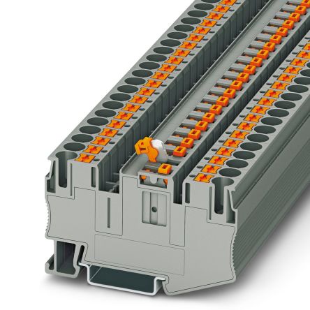 Phoenix Contact 3212160 PT 6 Series Knife Disconnect Terminal Block Grey, 10mm², 1-Level, Push-in
