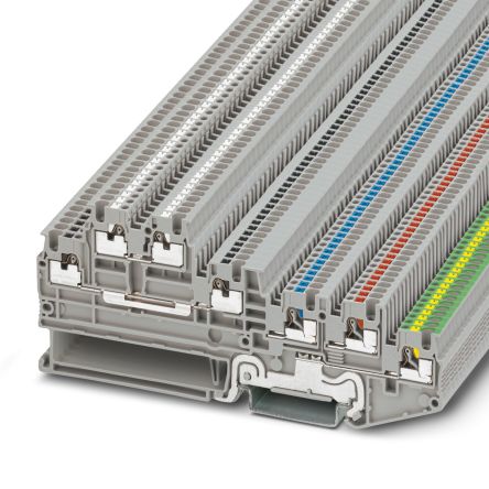 Phoenix Contact 3244471 PTIO 1 Series DIN Rail Terminal Block Grey, 1.5mm², 5-Level, Push-in