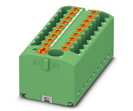 Phoenix Contact Distribution Block, 19 Way, 450V, 24A, Green