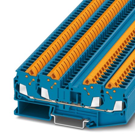 Phoenix Contact 3206447 Feed Through Terminal Block Blue, 0.5mm², 2.5 mm², 1-Level, Quick Connect