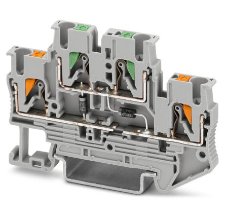 Phoenix Contact 1032738 PTTB 2.5-2DIO/UL-O/UR-O/U-OG/O Series Component Terminal Block Grey, 0.14mm², 4 mm², 2-Level,