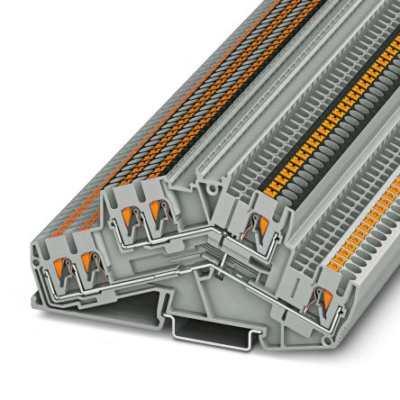 Phoenix Contact 3210603 PTTBS 2.5-TWIN-PV Series Double Level Terminal Block Grey, 0.14mm², 4 mm², 2-Level, Push-in