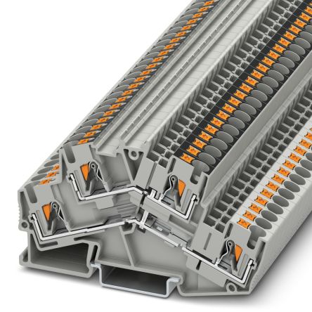 Phoenix Contact 3211848 PTTBS 4-PV Series Double Level Terminal Block Grey, 0.2mm², 6 mm², 2-Level, Push-in, IECEx/ATEX