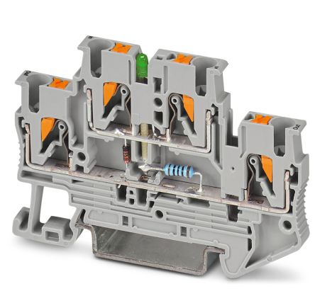 Phoenix Contact 3215042 PTTB 2.5-ILA 100 Series Double Level Terminal Block Grey, 0.14mm², 4 mm², 2-Level, Push-in
