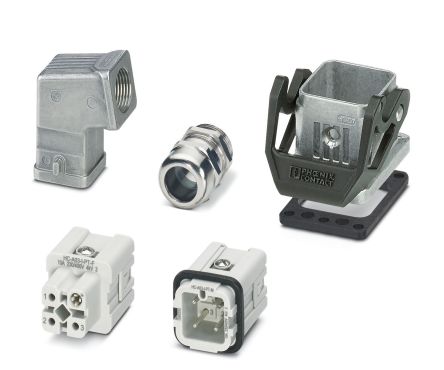 Phoenix Contact kit contents: 2 Contact Insert, 2 Housing, Cable Gland, HC-STA, Heavy Duty Power Connector Kit, 3 Way,