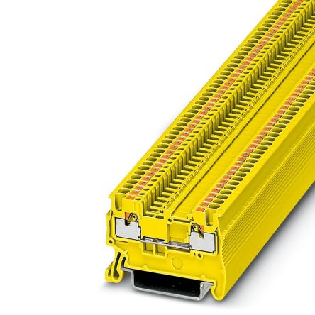 Phoenix Contact 3208130 PT 1 Series Feed Through Terminal Block Yellow, 0.14mm², 1.5 mm², 1-Level, Push-in, IECEx/ATEX