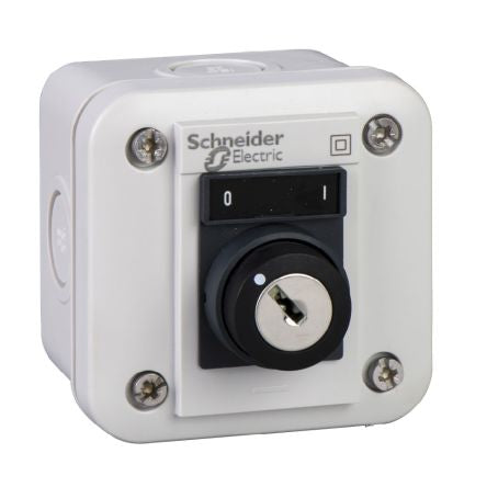 Schneider Electric Push Button Control Station - SPDT, Polycarbonate, 1 Cutouts, Black, I/O, IP54