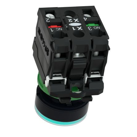 Schneider Electric Harmony Series Illuminated Push Button Switch, Screw Clamp, 22 mm Cutout Green, SPDT, IP66, IP67,