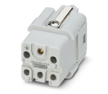 Phoenix Contact HC-Q05 Series Heavy Duty Power Connector Insert, 5-Contact, 2 Row, 1406537