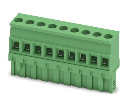 Phoenix Contact 5 HC/9-ST, MVSTBR 2 Series Pluggable Terminal Block, 9-Contact, 5.08 mm Pitch, 1 Row, 1912472