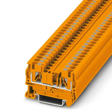 Phoenix Contact 3211758 PT 4 OG Series Feed Through Terminal Block Orange, 6mm², 1-Level, Push-in, IECEx/ATEX