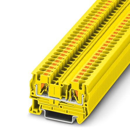 Phoenix Contact 3211762 PT 4 YE Series Feed Through Terminal Block Yellow, 6mm², 1-Level, Push-in, IECEx/ATEX