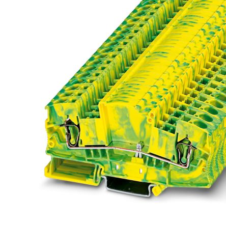 Phoenix Contact STMED Series Earth Terminal Block, 2-Way, 8AWG Wire Spring Cage