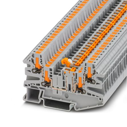 Phoenix Contact 1079070 PTV Series Knife Disconnect Terminal Block Grey, 0.14mm², 4 mm², 1-Level, Push-in