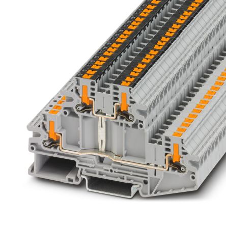 Phoenix Contact 1079075 PTV Series Double Level Terminal Block Grey, 0.14mm², 4 mm², 2-Level, Push-in, ATEX, IECEx