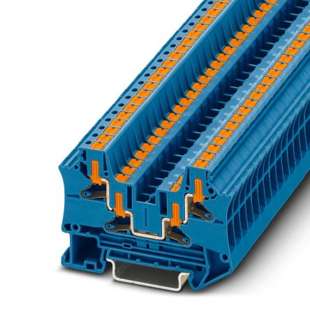 Phoenix Contact 1088735 PTV Series Feed Through Terminal Block Blue, 0.2mm², 6 mm², 1-Level, Push-in, IECEx, ATEX