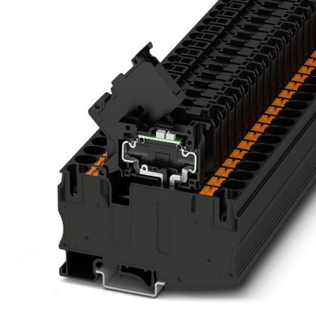 Phoenix Contact 1090618 PT 10 Series Fuse Modular Terminal Block Black, 0.5mm², 16 mm², 1-Level Fused, Push-in