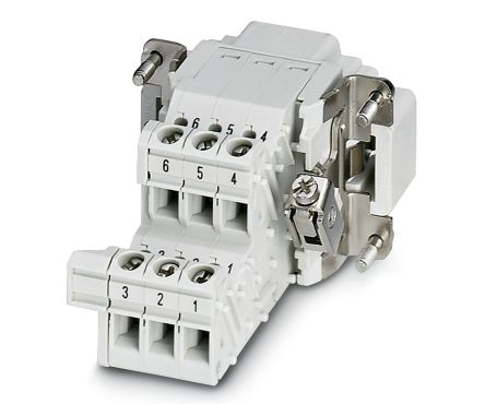 Phoenix Contact HC-B 6-A-UT-PEL-M Series Heavy Duty Power Connector, 6-Contact, 2 Row, 1648024