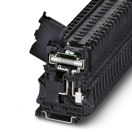 Phoenix Contact 3046427 UT 6-HESILED Series Fuse Modular Terminal Block Black, 0.2mm², 10 mm², 1-Level Fused, Screw