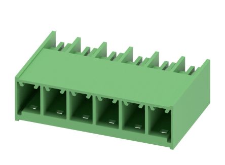 Phoenix Contact PC 6 Series Pluggable Terminal Block, 6-Contact, 7.62 mm Pitch, 1 Row, 1717021