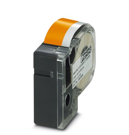 Phoenix Contact Black on Orange Label Printer Tape, 8 m Length, 18 mm Width, 8 m Label Length, 18 mm Label Width