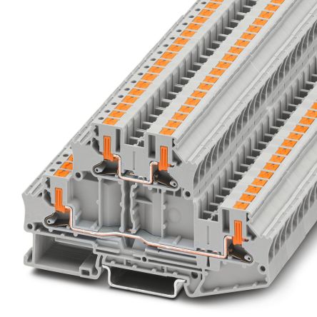 Phoenix Contact 1088737 PTTBV Series Double Level Terminal Block Grey, 4mm², 2-Level, Push-in