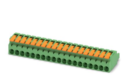 Phoenix Contact Pluggable Terminal Block, 19-Contact, 5.08 mm Pitch, 1 Row, 1110604