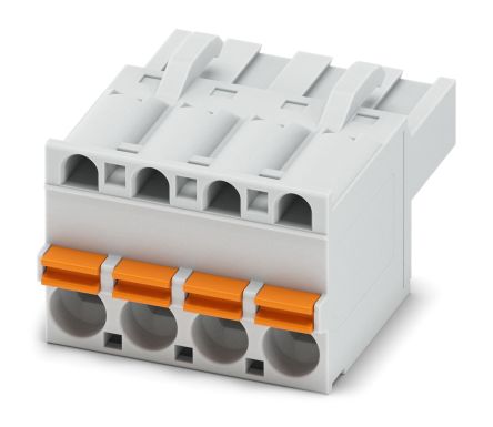 Phoenix Contact 5/4-ST KMGY, FKCT 2 Series Pluggable Terminal Block, 4-Contact, 5 mm Pitch, Surface, 1 Row