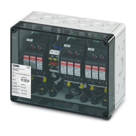 Phoenix Contact SOL-SC-1ST-0-DC-3MPPT-2001 Series Black Polycarbonate Junction Box, IP65, 111 mm, 254mm 180 mm