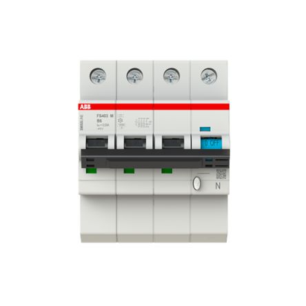 ABB FS403 M-B6/0.03 Series Residual Current Circuit Breaker, 6A, 4-Pole, 30 mA, Type B, 10 kA 415V ac