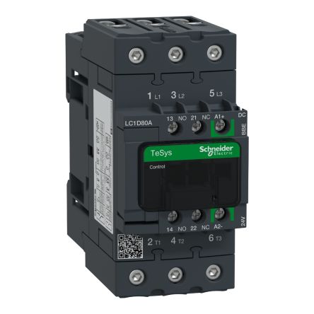 Schneider Electric TeSyS D Contactor, 24V dc Coil, 3-Pole, 66 A, 37 kW 24V dc, 3 NO