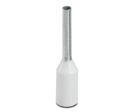 Phoenix Contact Insulated Bootlace Ferrule, 13.5 mm Pin Length, 1.1 mm Pin Diameter, White to 20 AWG Wire Size
