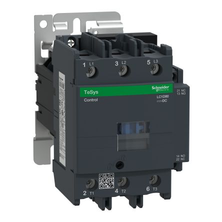 Schneider Electric TeSyS D Contactor, 110V Coil, 3-Pole, 80 A, 55 kW 110V, 1 NO/1 NC, 690V