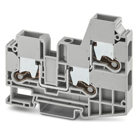 Phoenix Contact 1329603 XTV 10-TWIN Series Feed Through Terminal Block Grey, 10mm², 1-Level, Push-in