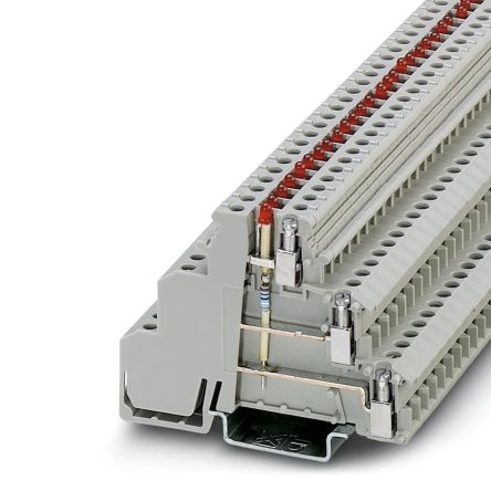 Phoenix Contact 2716279 DIKD 1.5-LA 24RD/U-O Series Terminal Block Grey, 2.5mm², 3-Level, Screw