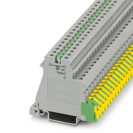 Phoenix Contact 2717074 DOK 1.5-LA 24GN/O-M Series Terminal Block Grey, 2.5mm², 3-Level, Screw