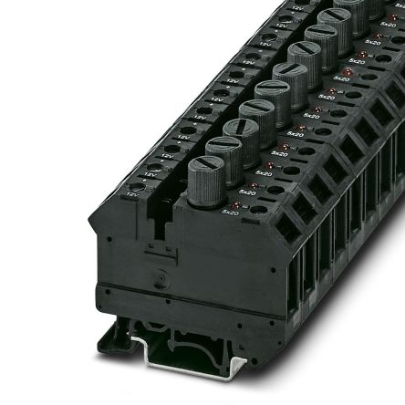 Phoenix Contact 3005112 UK 10-DREHSILED 12 (5X20) Series Modular Terminal Block Black, 16mm², 1-Level, Screw