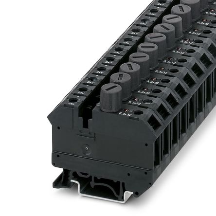 Phoenix Contact 3005646 UK 10-DREHSILED 24 (6.3X32) Series Modular Terminal Block Black, 10mm², 1-Level, Screw
