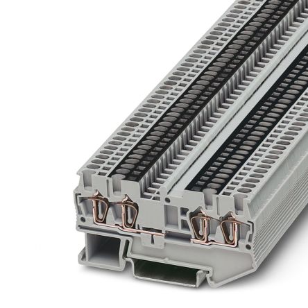 Phoenix Contact 3038600 ST 1.5-QUATTRO-U Series Feed Through Terminal Block Grey, 1.5mm², 1-Level, Spring Cage